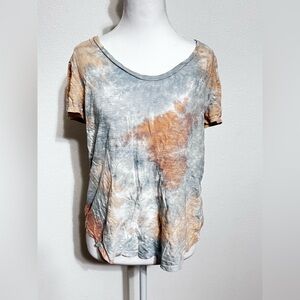 LOFT Tie-Dye Short Sleeve Tee - Gray and Orange
